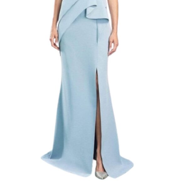 NWT Alexander by Daymor 1463 One Shoulder Evening Dress Glacier Blue Size 6 - Picture 2 of 6